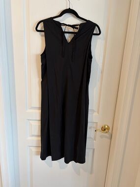 Chico's Black Sleeveless Midi Dress with Tie-Back